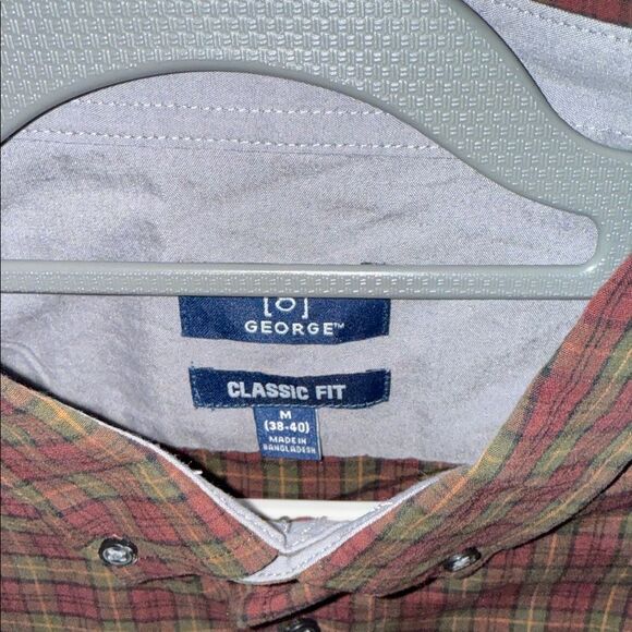 George Men's Red and Green Plaid Button-Down Shirt - Picture 6 of 7